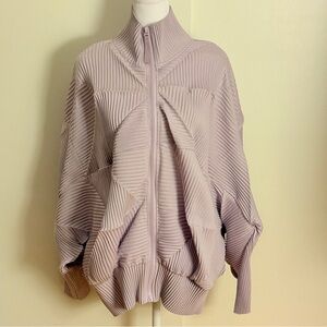 Pleated Purple Zip-Up Jacket
